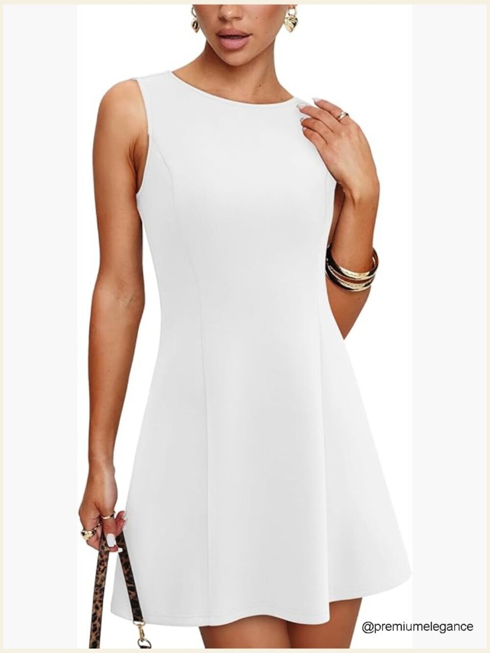 Sleeveless A-Line Mini Dress, Boat Neck, Zipper Back, Summer Party Cocktail